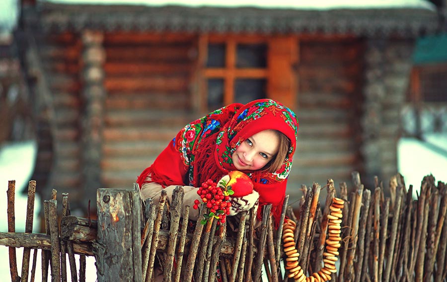 Sexy girl Women in Slavic costumes in Asuncion